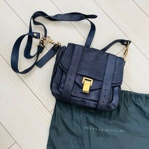 Proenza Schouler PS1 mini leather crossbody bag navy blue